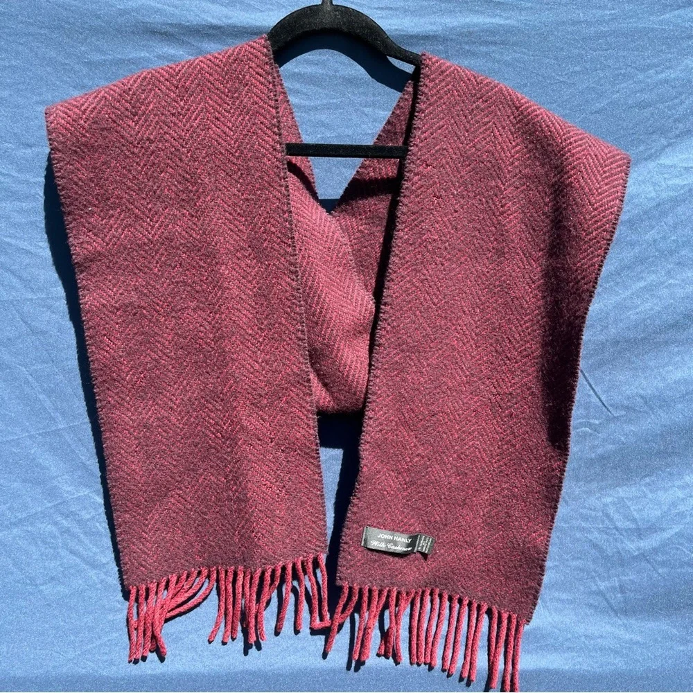 100% Natural Fibers Merino Wool & Cashmere Blend John Hanly Men’s Scarf Burgundy